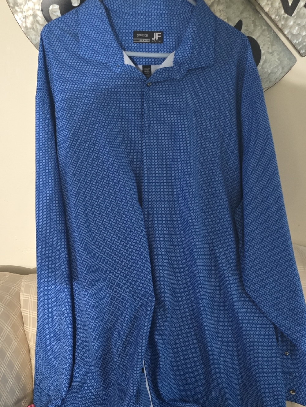 JF Collection Men's Blue Patterned Dress Shirt